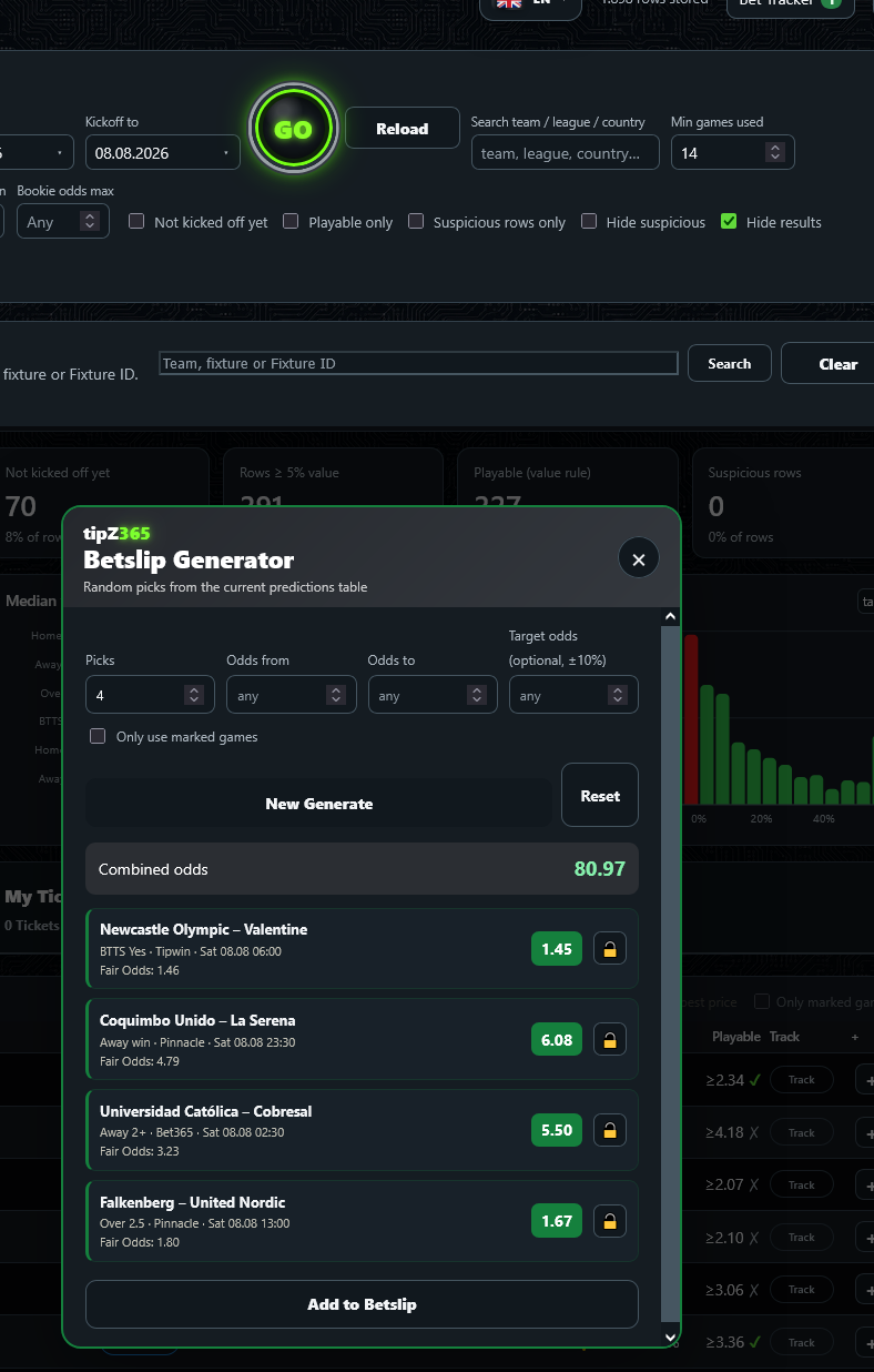 Betslip Generator panel